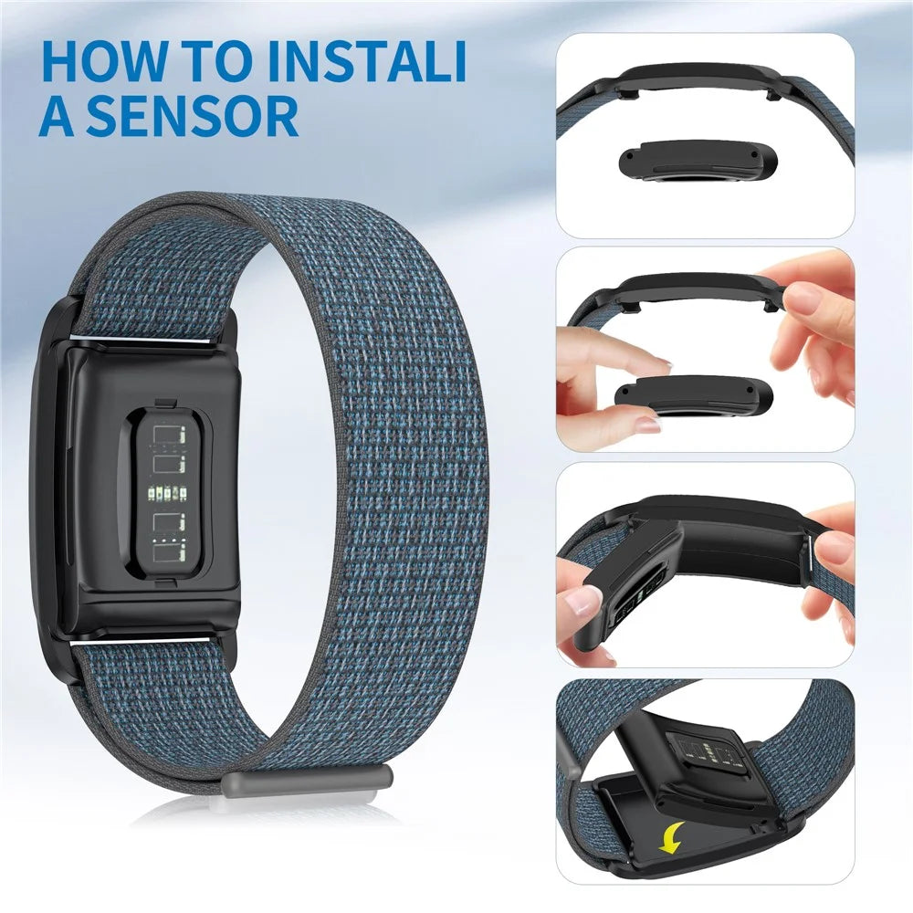 For WHOOP 4.0 Replacement Band Fitness Tracker Nylon Wristband Strap with PC Case - Grey / Black - 6