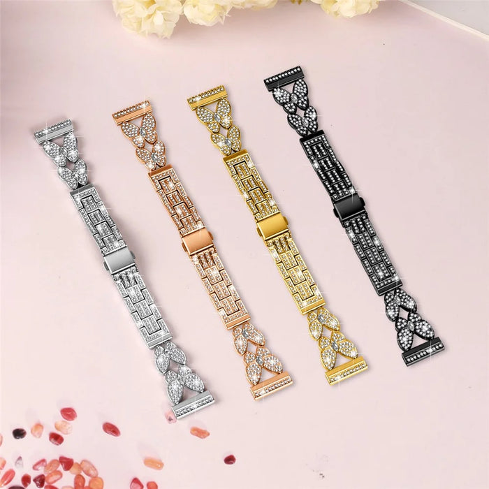 For Xiaomi Watch S2 46mm / S2 42mm Metal Band Butterfly Rhinestones Decor Watch Strap - Black - 5