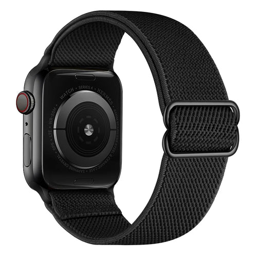 Adjustable Braided Polyester Nylon Watch Band Strap for Apple Watch Ultra 3 2 1 49mm / Series 11 10 46mm / 9 8 7 45mm / SE3 SE2 SE 6 5 4 44mm / 3 2 1 42mm - Black - 1
