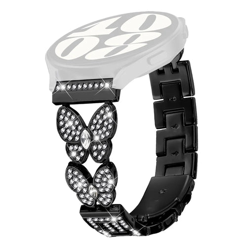 For Xiaomi Watch Color 2 Metal Band Butterfly Rhinestones Decor Watch Strap - Black - 1