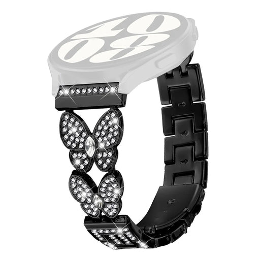 For Haylou RS4 LS12 Metal Band Butterfly Rhinestones Decor Watch Strap - Black - 1