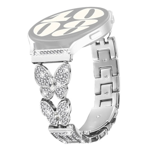 For Yamay SW022 Band Butterfly Rhinestones Decor Silver Alloy Metal Watch Strap - 1
