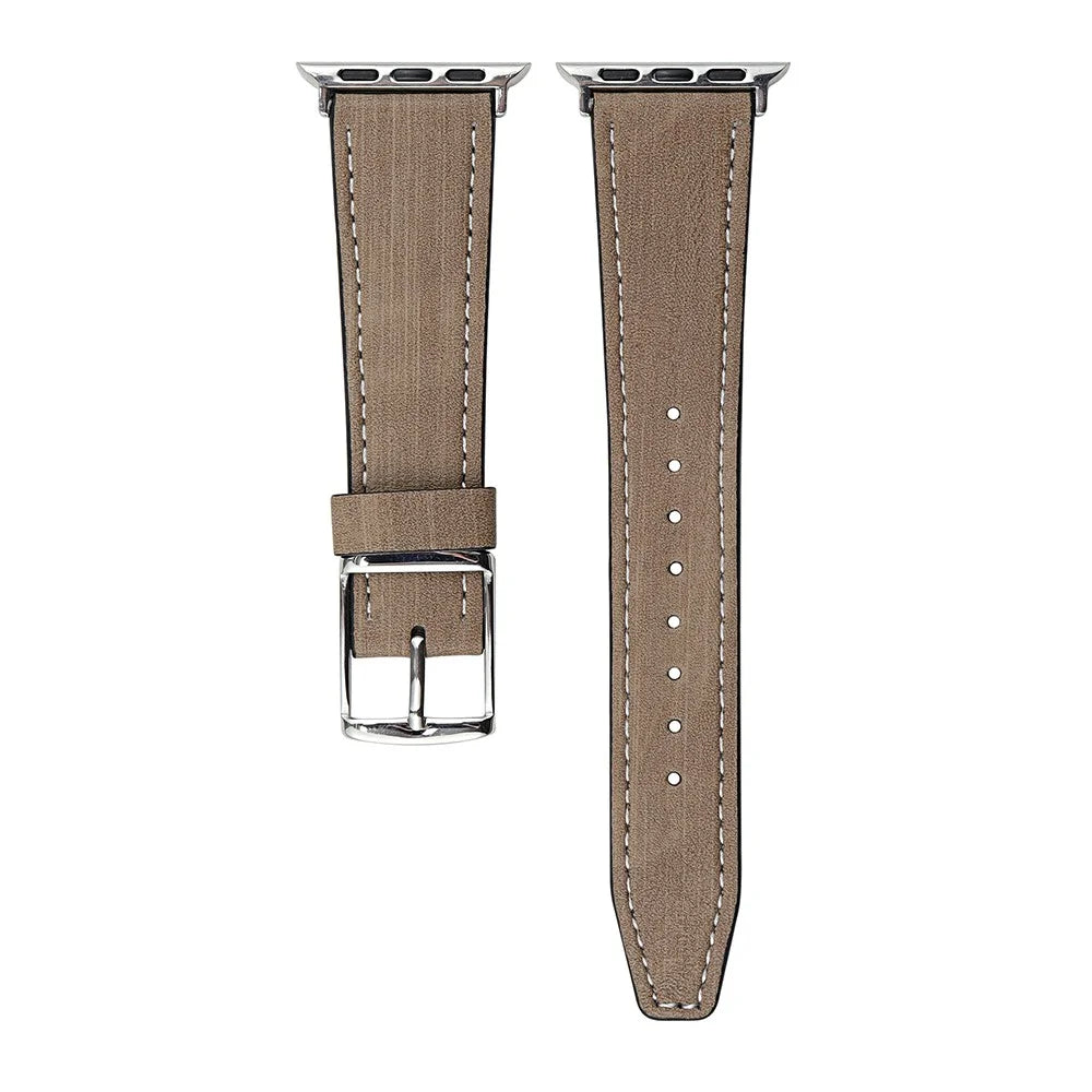 Leather Strap for Apple Watch Ultra 3 2 1 49mm / Series 11 10 46mm / 9 8 7 45mm / SE3 SE2 SE 6 5 4 44mm / 3 2 1 42mm Tree Texture Watch Band - Light Coffee - 1