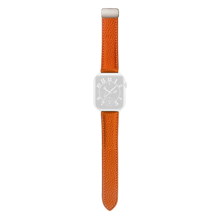 For Honor Watch 5 Leather Strap Magnetic Buckle Smart Watch Wristband - Orange - 1