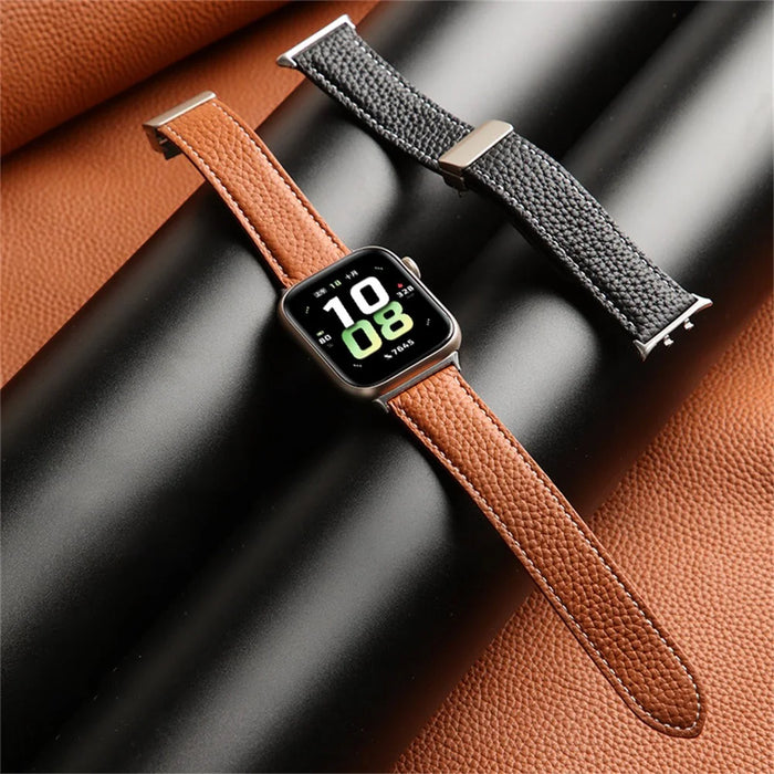For Honor Watch 5 Leather Strap Magnetic Buckle Smart Watch Wristband - Orange - 3