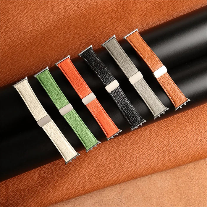 For Honor Watch 5 Leather Strap Magnetic Buckle Smart Watch Wristband - Orange - 6