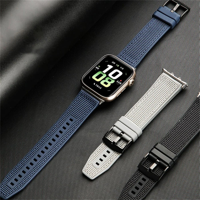 For Honor Watch 5 Replacement Watch Strap Nylon + Silicone Adjustable Wrist Band - Grey - 3