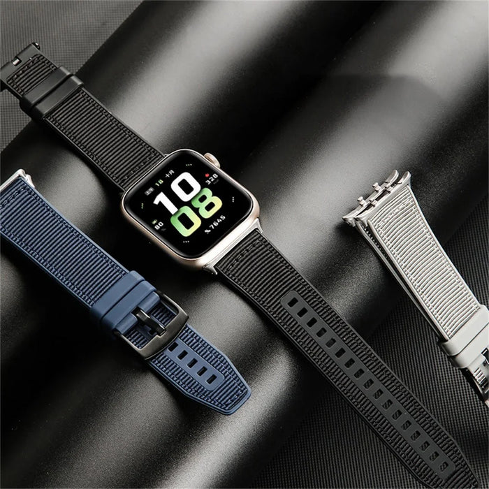 For Honor Watch 5 Replacement Watch Strap Nylon + Silicone Adjustable Wrist Band - Grey - 4