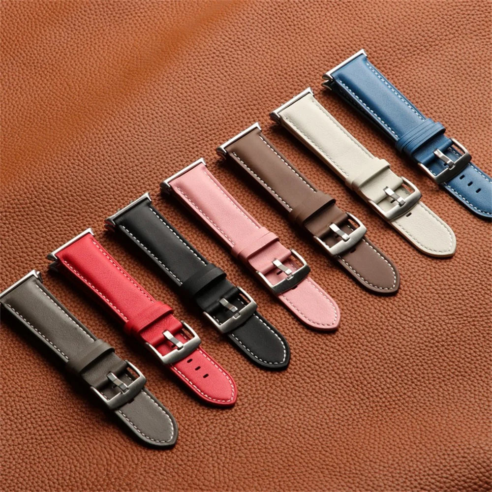 For Honor Watch 5 Genuine Cow Leather Watch Strap Pointed Tail  Adjustable Wristband - Black - 5