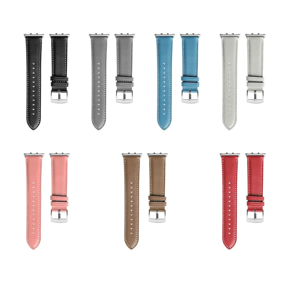 For Honor Watch 5 Genuine Cow Leather Watch Strap Pointed Tail  Adjustable Wristband - Black - 6