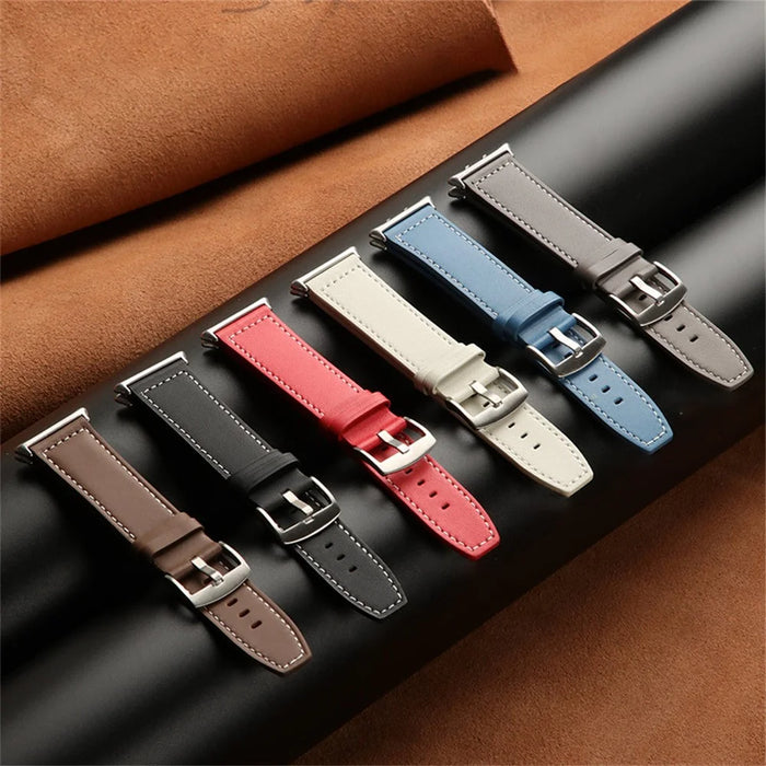 For Honor Watch 5 Genuine Cow Leather Watchband Replacement Adjustable Strap - Black - 7