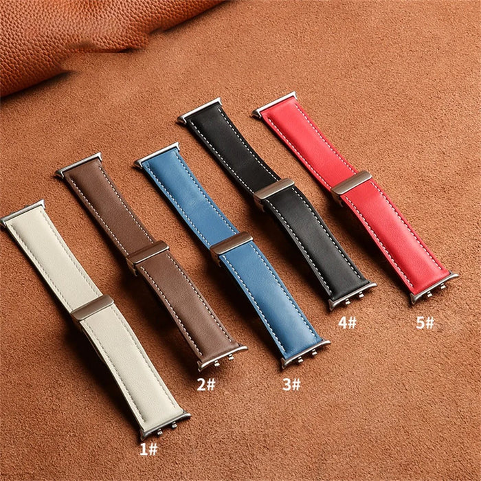 For Honor Watch 5 Leather Strap Folding Magnetic Buckle Pointed Tail Watch Band - Black - 6