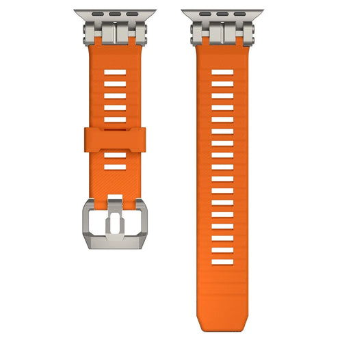 H016 Watch Strap For Apple Watch Ultra 3 2 1 49mm / Series 11 10 46mm / 9 8 7 45mm / SE3 SE2 SE 6 5 4 44mm / 3 2 1 42mm TPU Watch Band - Titanium Orange - 1