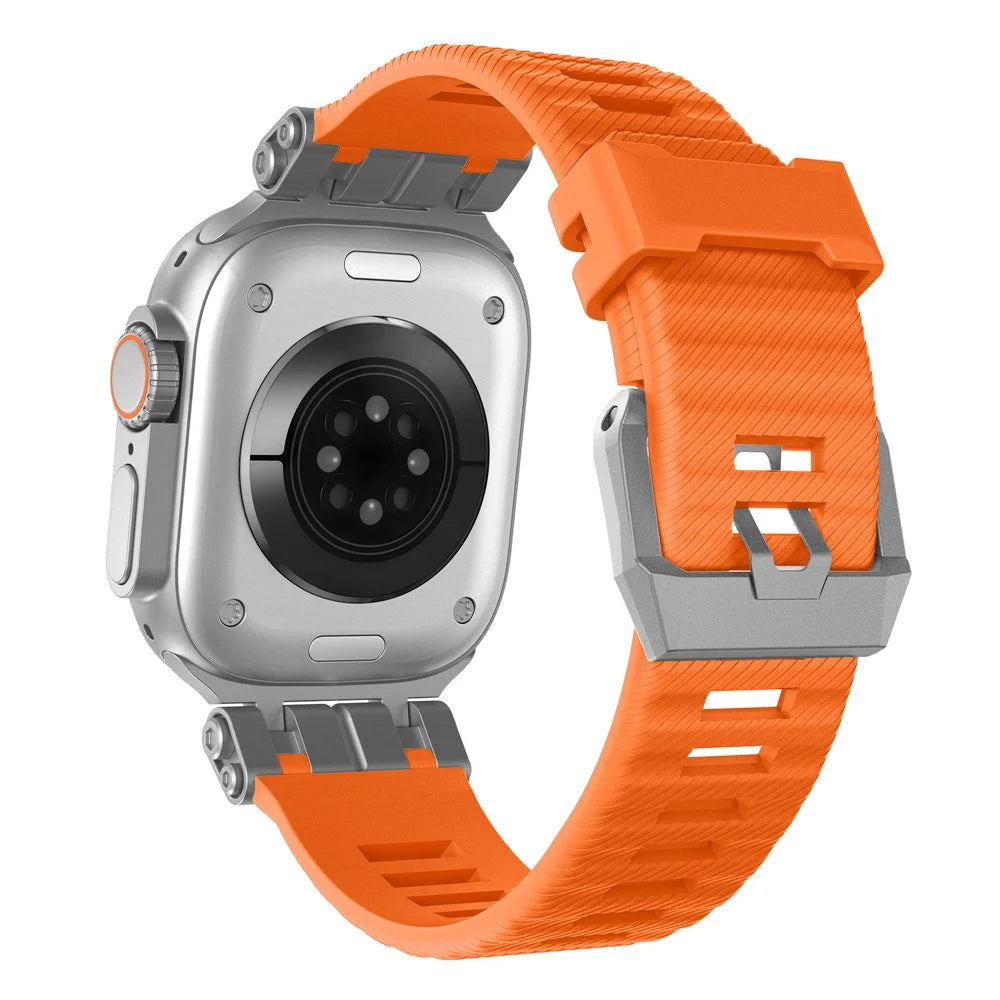 H016 Watch Strap For Apple Watch Ultra 3 2 1 49mm / Series 11 10 46mm / 9 8 7 45mm / SE3 SE2 SE 6 5 4 44mm / 3 2 1 42mm TPU Watch Band - Titanium Orange - 2