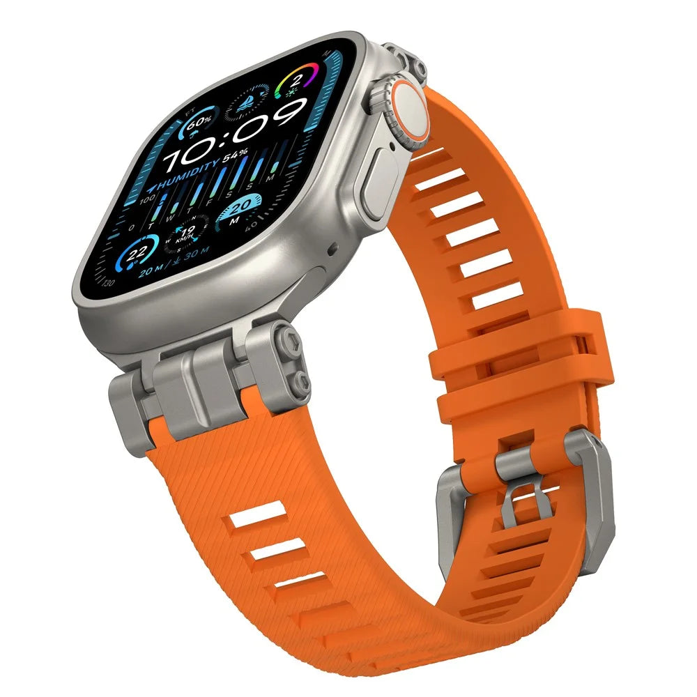 H016 Watch Strap For Apple Watch Ultra 3 2 1 49mm / Series 11 10 46mm / 9 8 7 45mm / SE3 SE2 SE 6 5 4 44mm / 3 2 1 42mm TPU Watch Band - Titanium Orange - 4