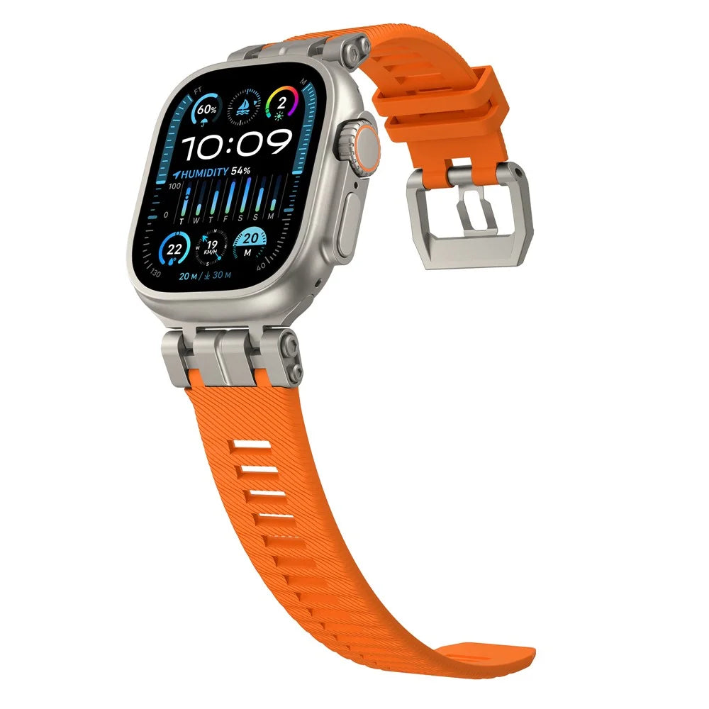 H016 Watch Strap For Apple Watch Ultra 3 2 1 49mm / Series 11 10 46mm / 9 8 7 45mm / SE3 SE2 SE 6 5 4 44mm / 3 2 1 42mm TPU Watch Band - Titanium Orange - 5