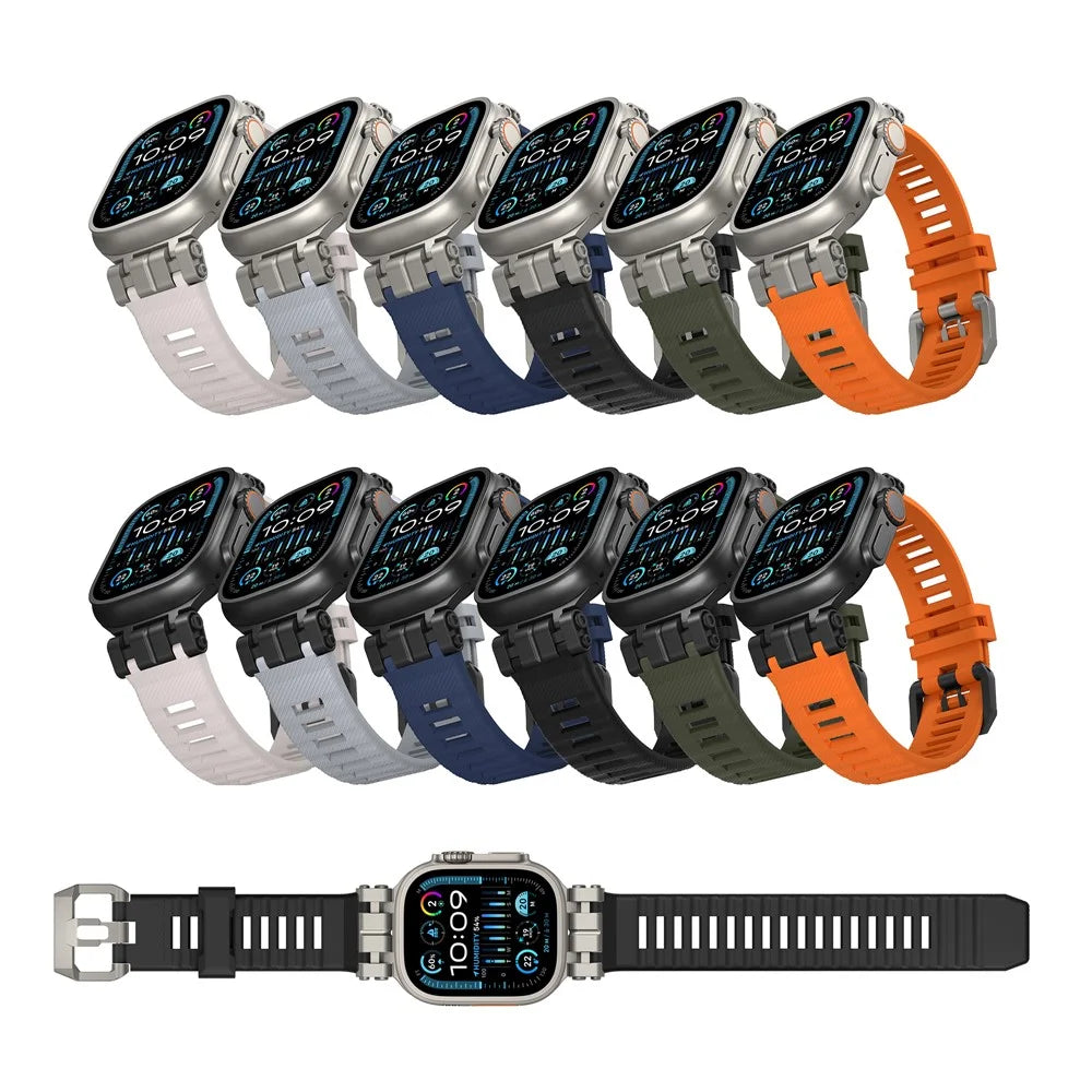 H016 Watch Strap For Apple Watch Ultra 3 2 1 49mm / Series 11 10 46mm / 9 8 7 45mm / SE3 SE2 SE 6 5 4 44mm / 3 2 1 42mm TPU Watch Band - Titanium Orange - 6