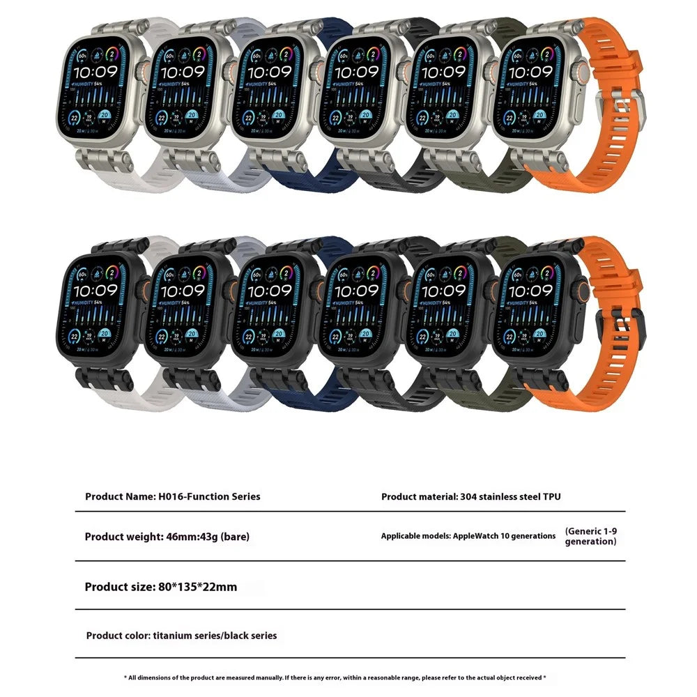 H016 Watch Strap For Apple Watch Ultra 3 2 1 49mm / Series 11 10 46mm / 9 8 7 45mm / SE3 SE2 SE 6 5 4 44mm / 3 2 1 42mm TPU Watch Band - Titanium Orange - 7
