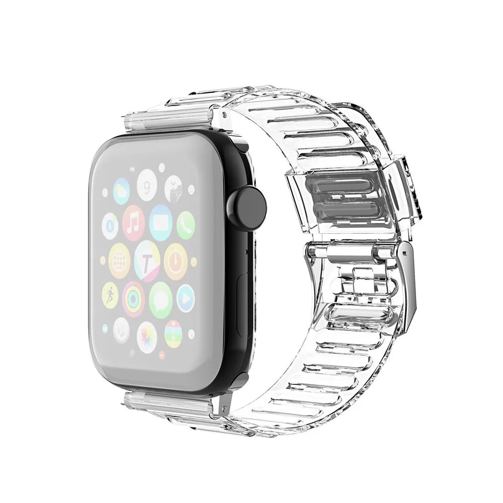 Soft TPU Smart Watch Replacement Strap for Apple Watch Series 11 10 42mm / 9 8 7 41mm / SE3 SE2 SE 6 5 4 40mm / 3 2 1 38mm  - Transparent - 1