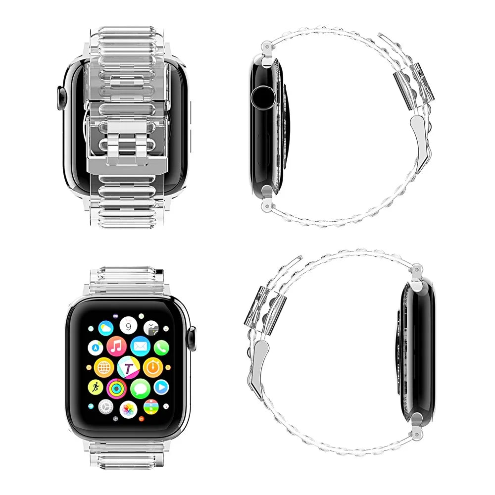 Soft TPU Smart Watch Replacement Strap for Apple Watch Series 11 10 42mm / 9 8 7 41mm / SE3 SE2 SE 6 5 4 40mm / 3 2 1 38mm  - Transparent - 2