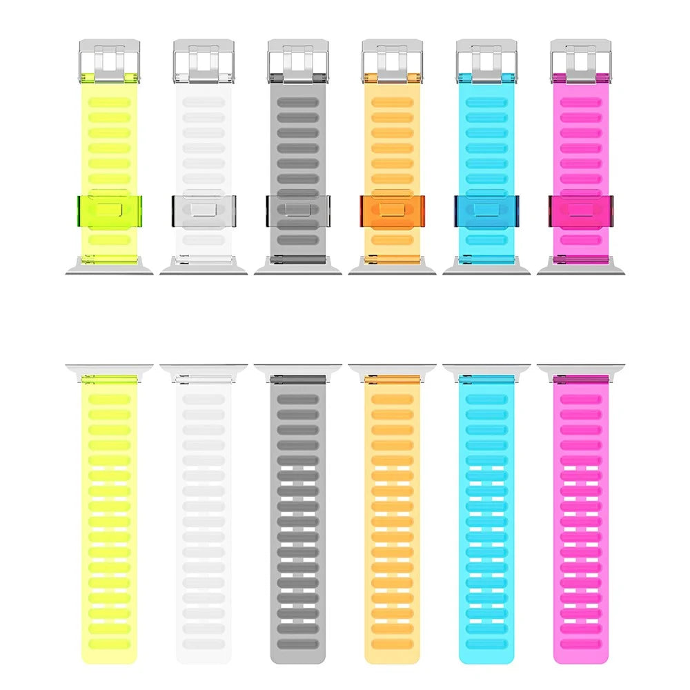 Soft TPU Smart Watch Replacement Strap for Apple Watch Series 11 10 42mm / 9 8 7 41mm / SE3 SE2 SE 6 5 4 40mm / 3 2 1 38mm  - Transparent - 5