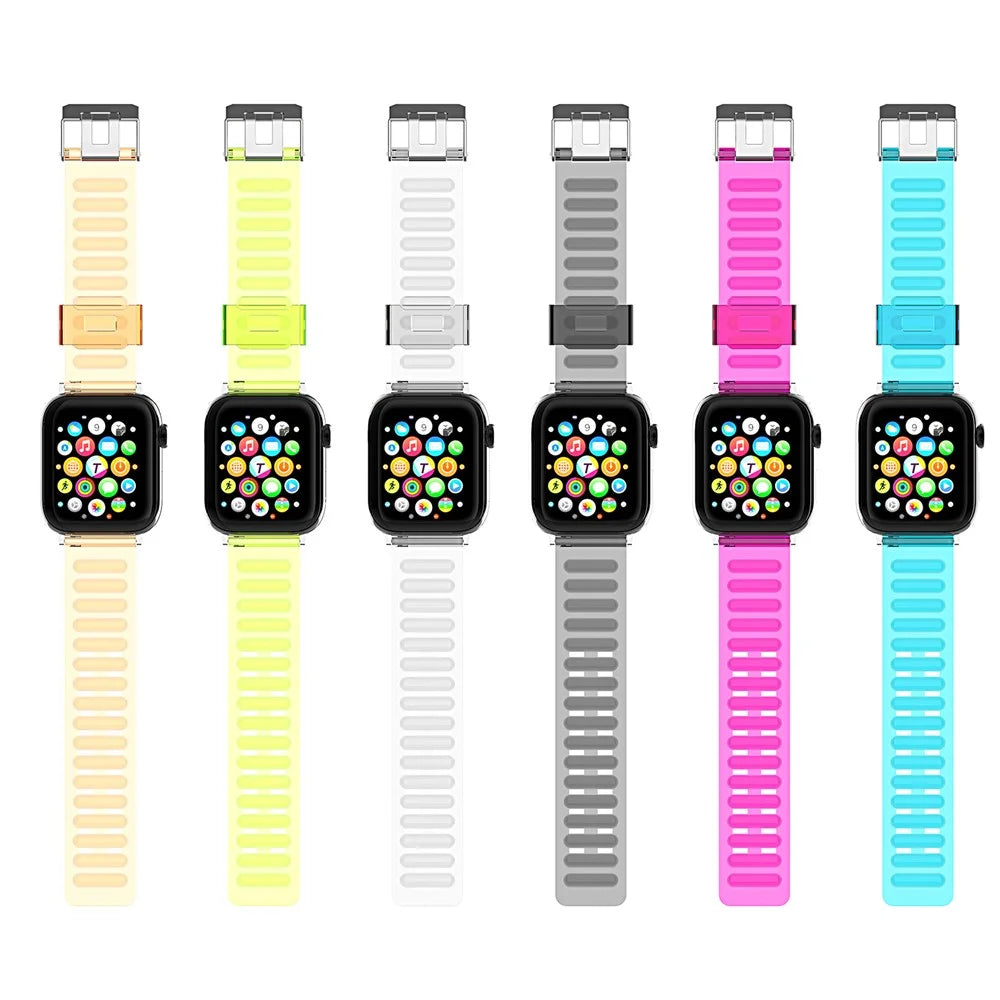 Soft TPU Smart Watch Replacement Strap for Apple Watch Series 11 10 42mm / 9 8 7 41mm / SE3 SE2 SE 6 5 4 40mm / 3 2 1 38mm  - Transparent - 6