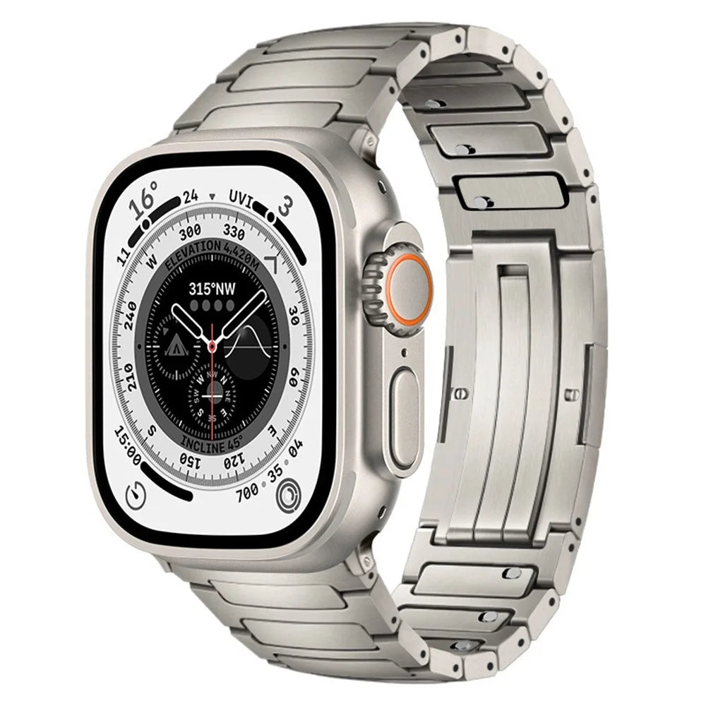 Titanium Metal Band For Apple Watch Series 11 10 42mm / 9 8 7 41mm / SE3 SE2 SE 6 5 4 40mm / 3 2 1 38mm One-Piece Quick Release Watch Strap - Titanium - 1
