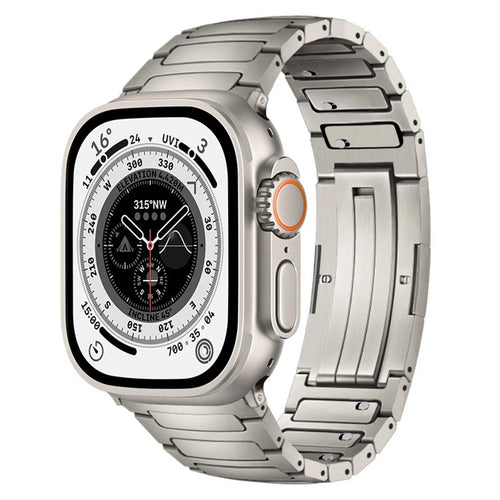 Titanium Metal Band For Apple Watch Series 11 10 42mm / 9 8 7 41mm / SE3 SE2 SE 6 5 4 40mm / 3 2 1 38mm One-Piece Quick Release Watch Strap - Titanium - 1