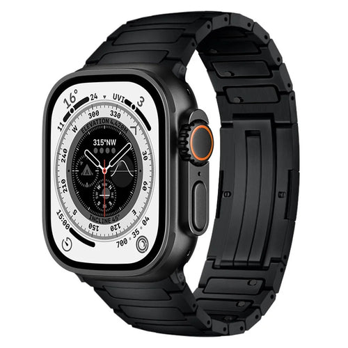 Titanium Metal Band For Apple Watch Ultra 3 2 1 49mm / Series 11 10 46mm / 9 8 7 45mm / SE3 SE2 SE 6 5 4 44mm / 3 2 1 42mm One-Piece Quick Release Watch Strap - Black - 1
