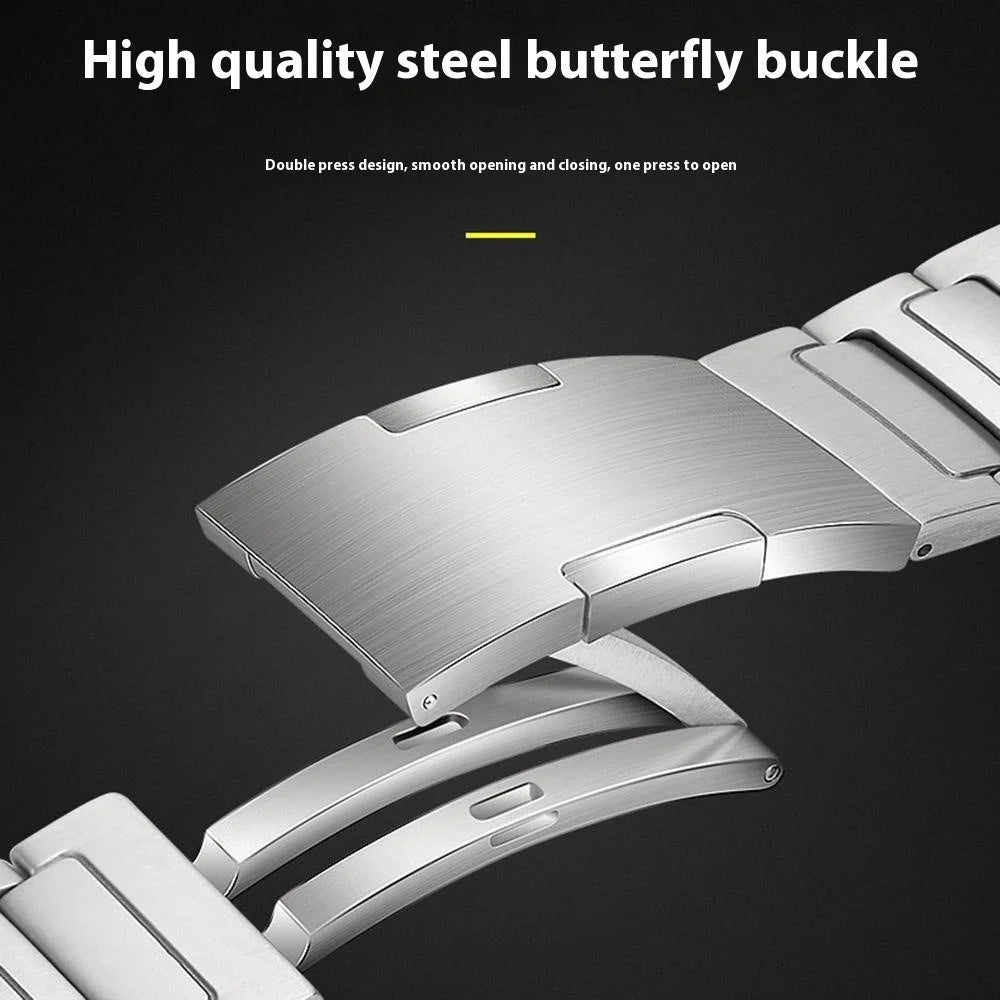 Titanium Metal Band For Apple Watch Ultra 3 2 1 49mm / Series 11 10 46mm / 9 8 7 45mm / SE3 SE2 SE 6 5 4 44mm / 3 2 1 42mm One-Piece Quick Release Watch Strap - Black - 4