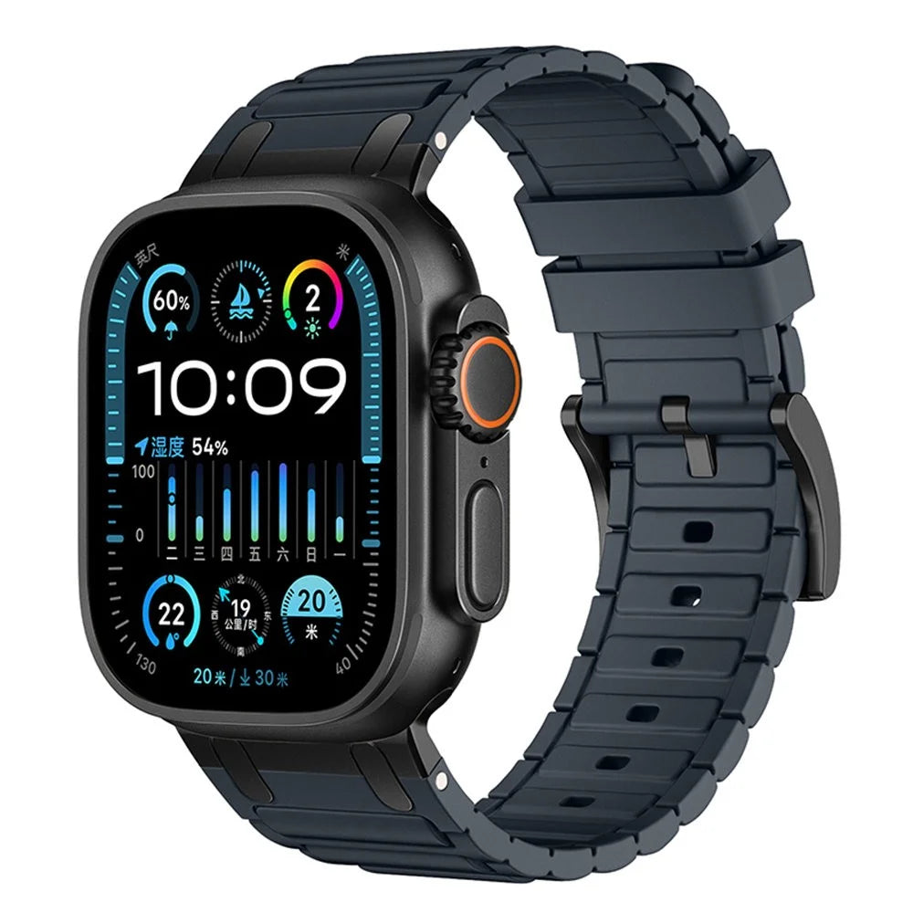 Thickened Silicone Strap for Apple Watch Series 11 10 42mm / 9 8 7 41mm / SE3 SE2 SE 6 5 4 40mm / 3 2 1 38mm Watch Band - Midnight - 2