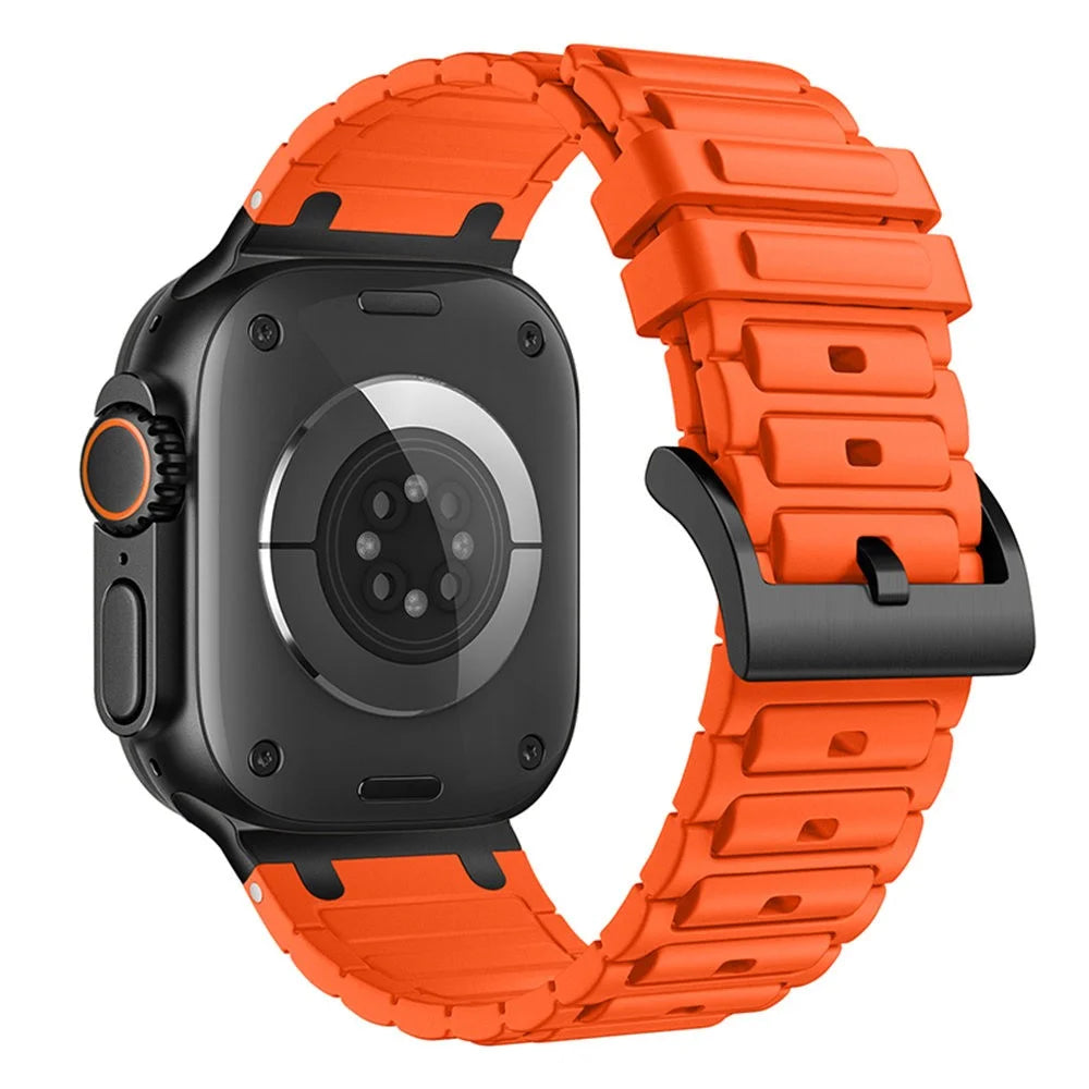 Thickened Silicone Strap for Apple Watch Ultra 3 2 1 49mm / Series 11 10 46mm / 9 8 7 45mm / SE3 SE2 SE 6 5 4 44mm / 3 2 1 42mm Watch Band - Orange - 1