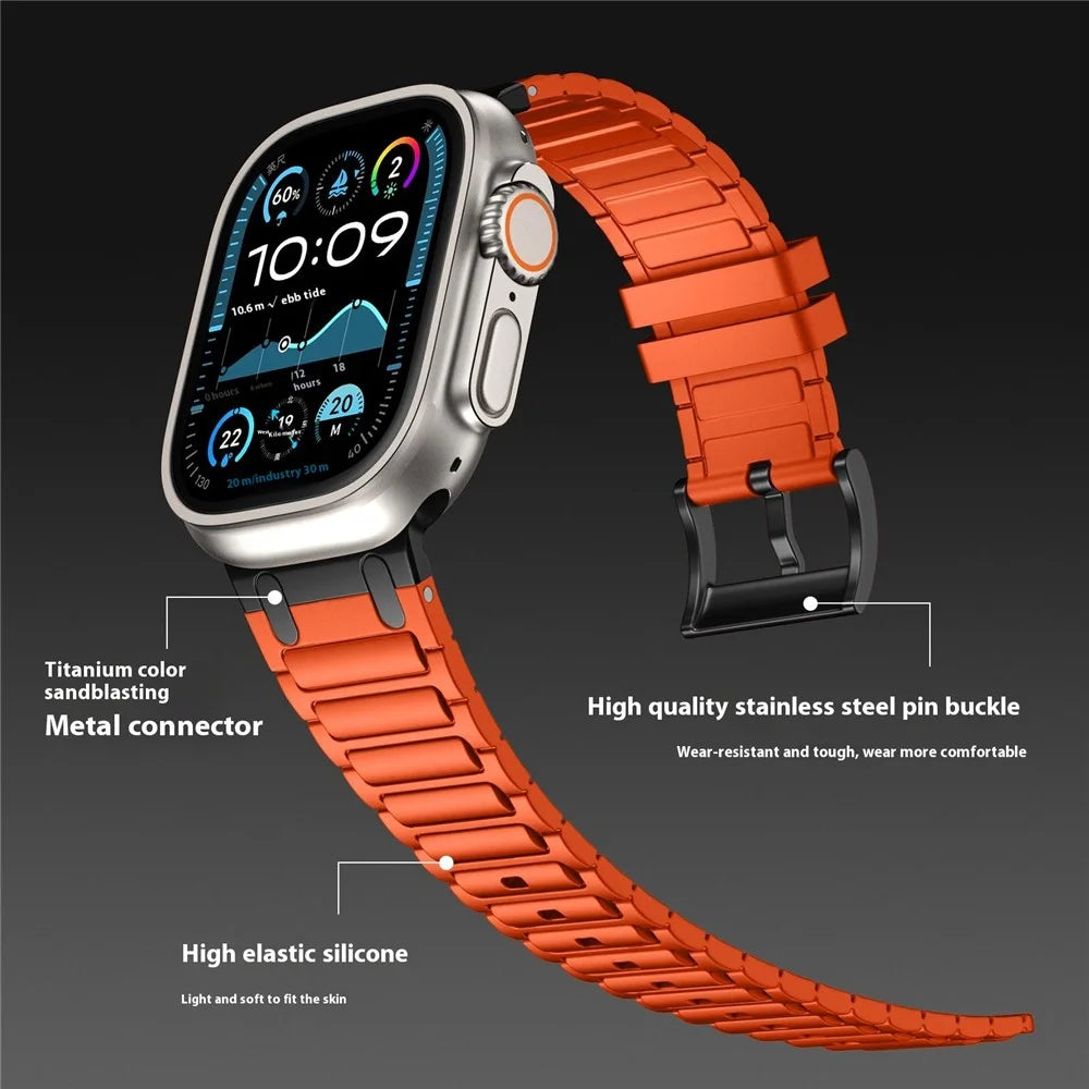 Thickened Silicone Strap for Apple Watch Ultra 3 2 1 49mm / Series 11 10 46mm / 9 8 7 45mm / SE3 SE2 SE 6 5 4 44mm / 3 2 1 42mm Watch Band - Orange - 3