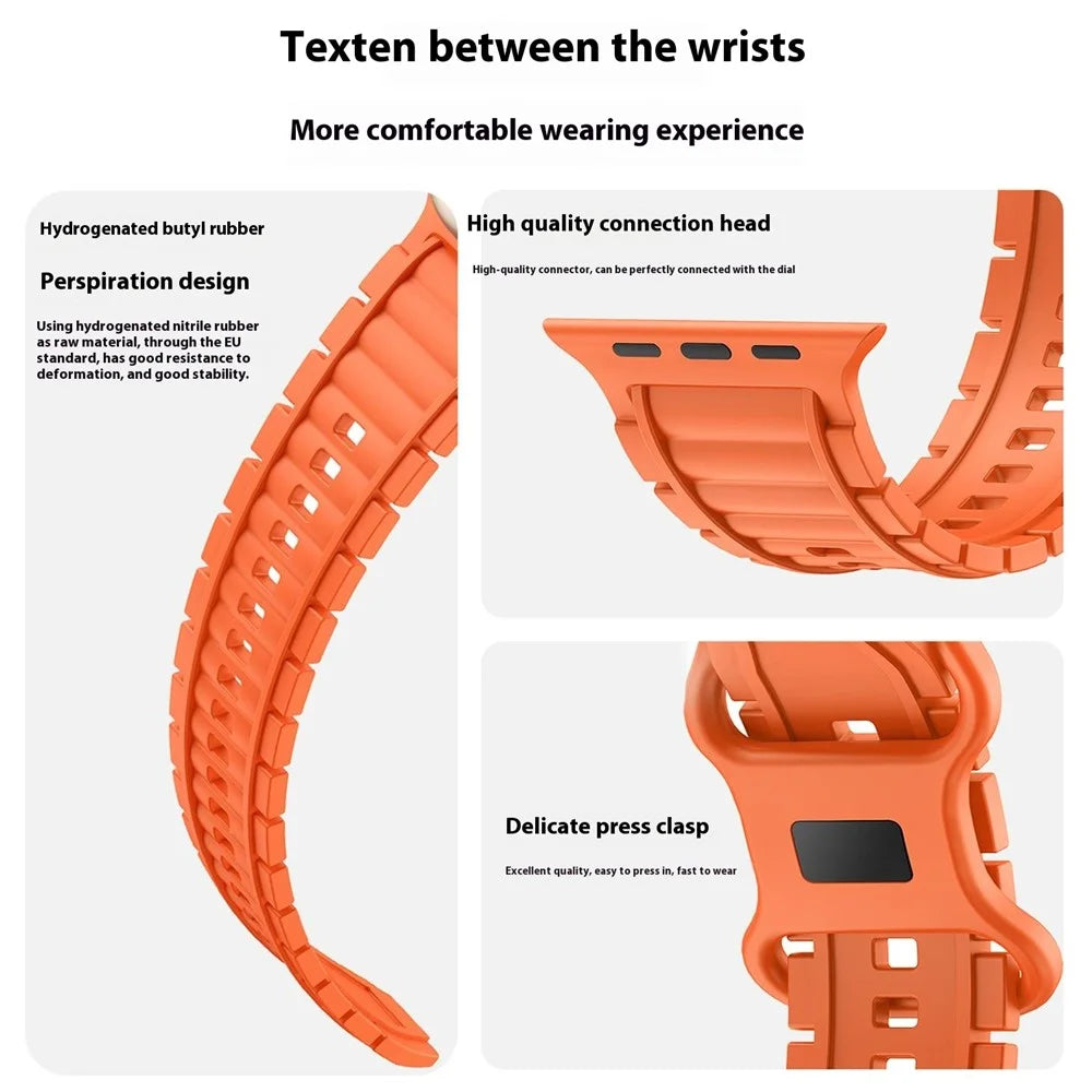 Sport Watch Strap for Apple Watch Series 11 10 42mm / 9 8 7 41mm / SE3 SE2 SE 6 5 4 40mm / 3 2 1 38mm Hydrogenated Nitrile Butadiene Rubber Band - Black - 5