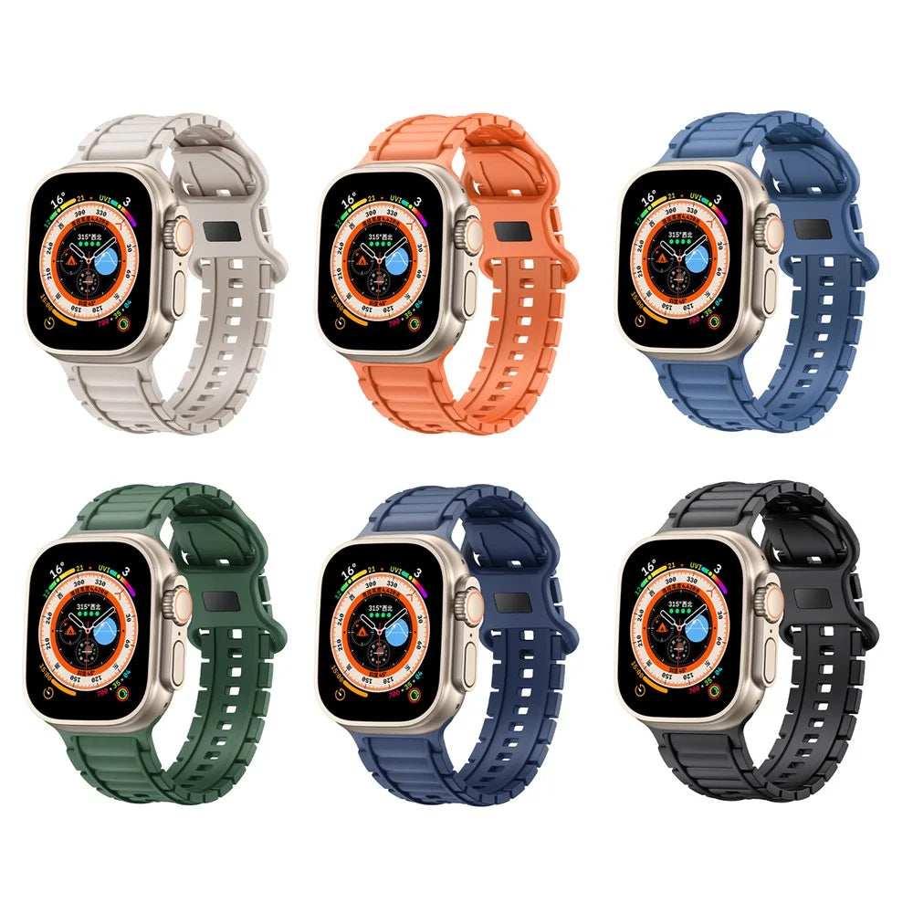 Sport Watch Strap for Apple Watch Series 11 10 42mm / 9 8 7 41mm / SE3 SE2 SE 6 5 4 40mm / 3 2 1 38mm Hydrogenated Nitrile Butadiene Rubber Band - Black - 7