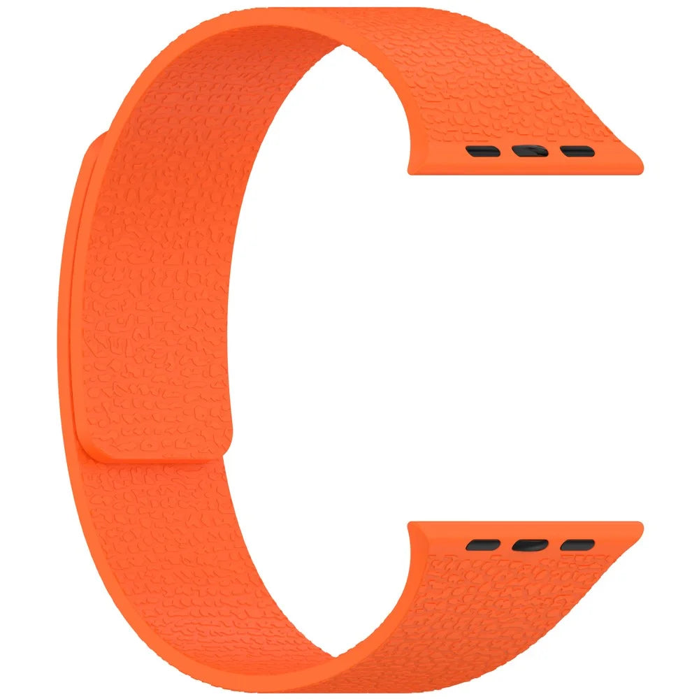 Watch Band for Apple Watch Ultra 3 2 1 49mm / Series 11 10 46mm / 9 8 7 45mm / SE3 SE2 SE 6 5 4 44mm / 3 2 1 42mm Litchi Texture Silicone Magnetic Strap - Orange - 3