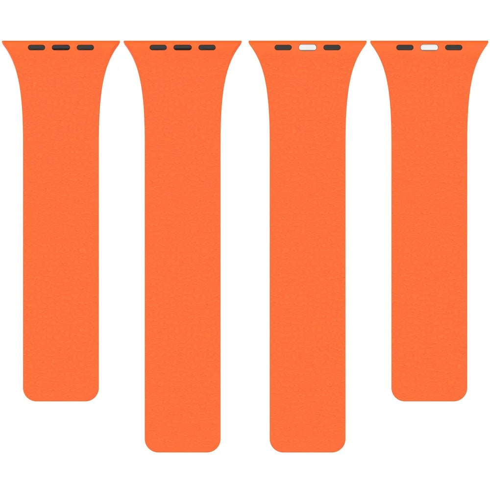 Watch Band for Apple Watch Ultra 3 2 1 49mm / Series 11 10 46mm / 9 8 7 45mm / SE3 SE2 SE 6 5 4 44mm / 3 2 1 42mm Litchi Texture Silicone Magnetic Strap - Orange - 4