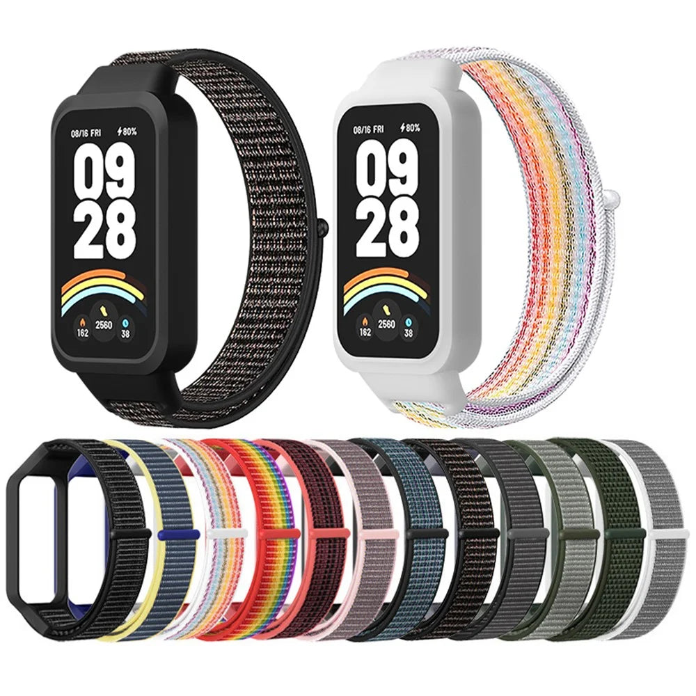 For Xiaomi Smart Band 9 Active  /  Redmi Band 3 Nylon Strap Magic Tape Design Watch Band - Ice Ocean Blue - 5