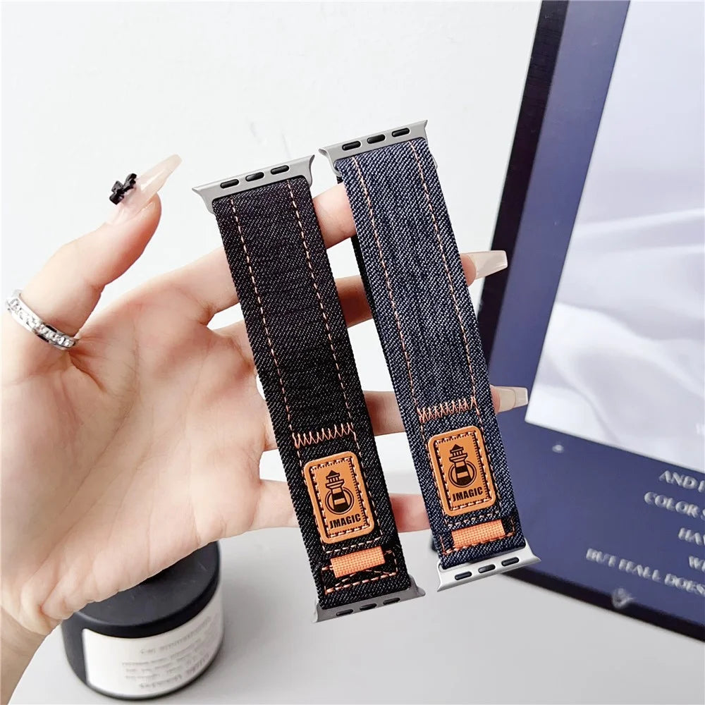 Nylon Canvas Watch Strap for Apple Watch Series 11 10 42mm / 9 8 7 41mm / SE3 SE2 SE 6 5 4 40mm / 3 2 1 38mm Wrist Band - Dark Blue - 3