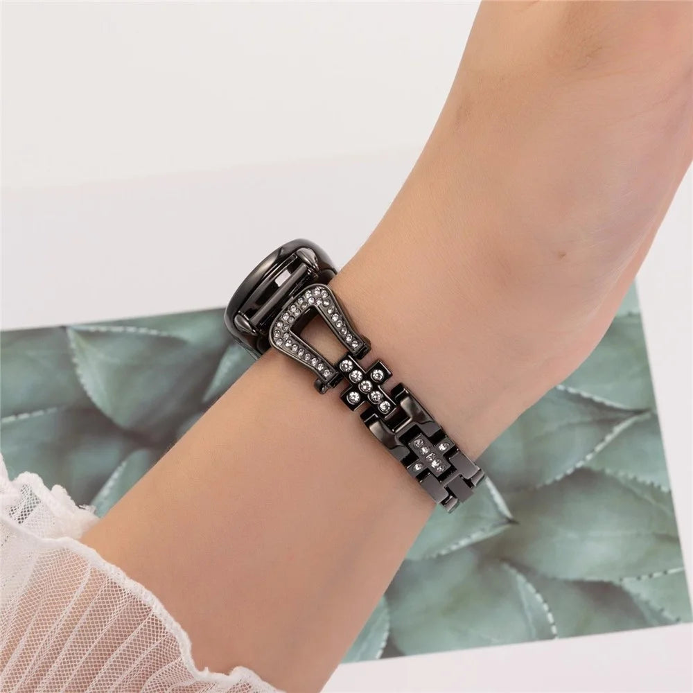 Metal Watch Strap for Xiaomi Smart Band 9 NFC / 9 / 8 U-Shaped Rhinestone Wrist Band - Black - 4
