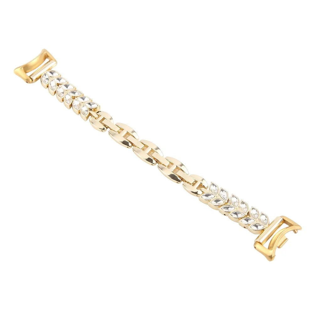 Metal Watch Strap For Xiaomi Smart Band 9 NFC  /  9  /  8 Wheat-Shaped Rhinestone Adjustable Wrist Band Replacement Bracelet - Gold - 1