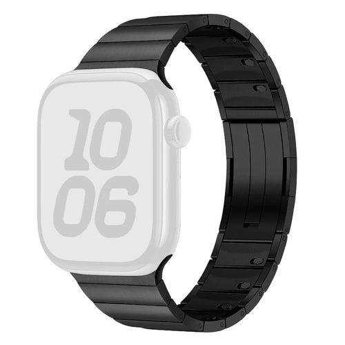 Stainless Steel Watch Strap For Apple Watch Ultra 3 2 1 49mm / Series 11 10 46mm / 9 8 7 45mm / SE3 SE2 SE 6 5 4 44mm / 3 2 1 42mm Side Release Buckle Wrist Band - Black - 1