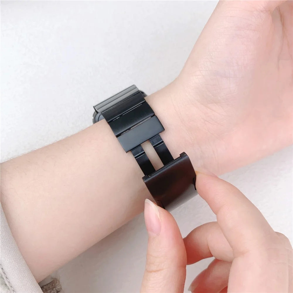 Stainless Steel Watch Strap For Apple Watch Ultra 3 2 1 49mm / Series 11 10 46mm / 9 8 7 45mm / SE3 SE2 SE 6 5 4 44mm / 3 2 1 42mm Side Release Buckle Wrist Band - Black - 3