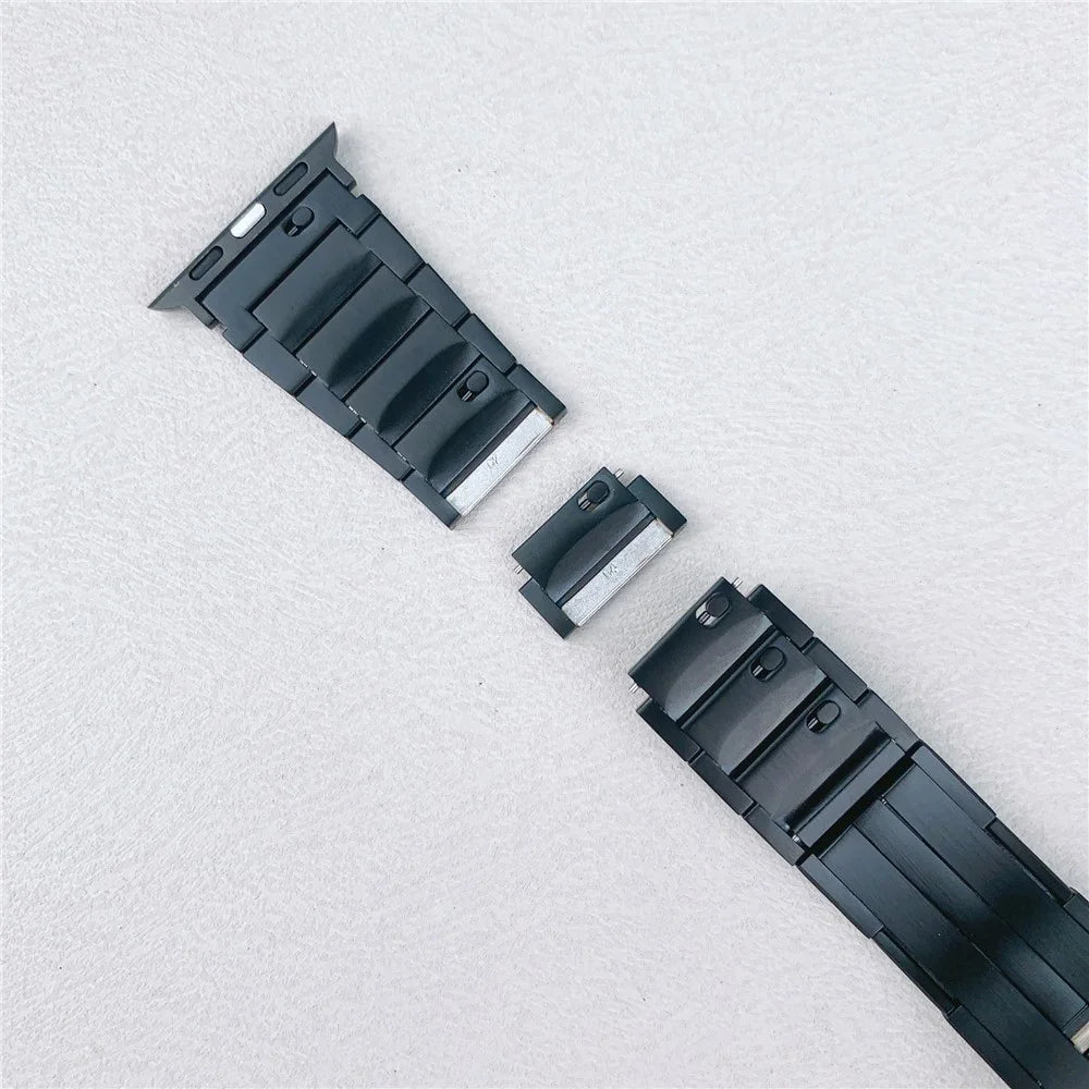 Stainless Steel Watch Strap For Apple Watch Ultra 3 2 1 49mm / Series 11 10 46mm / 9 8 7 45mm / SE3 SE2 SE 6 5 4 44mm / 3 2 1 42mm Side Release Buckle Wrist Band - Black - 5