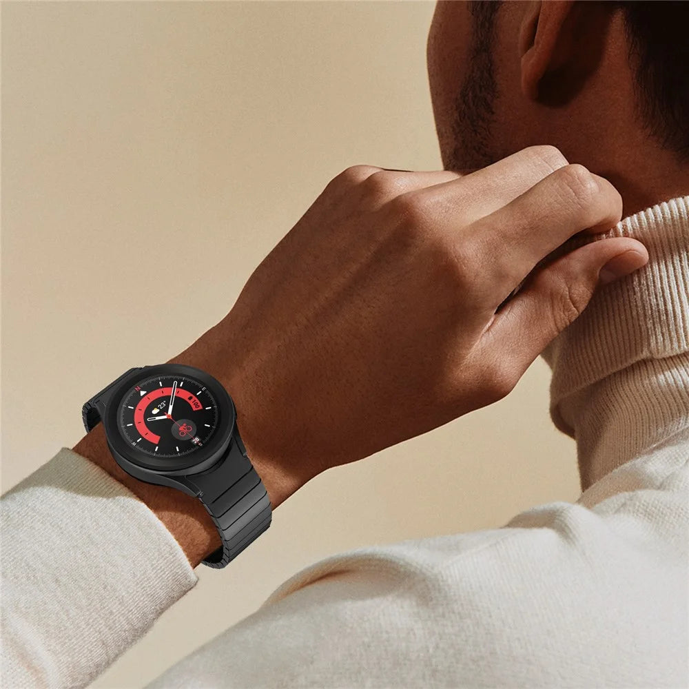 Magnetic Buckle Watch Strap for Samsung Galaxy Watch7 44mm / 40mm / Watch6 44mm / 40mm Stainless Steel Band - Black - 3
