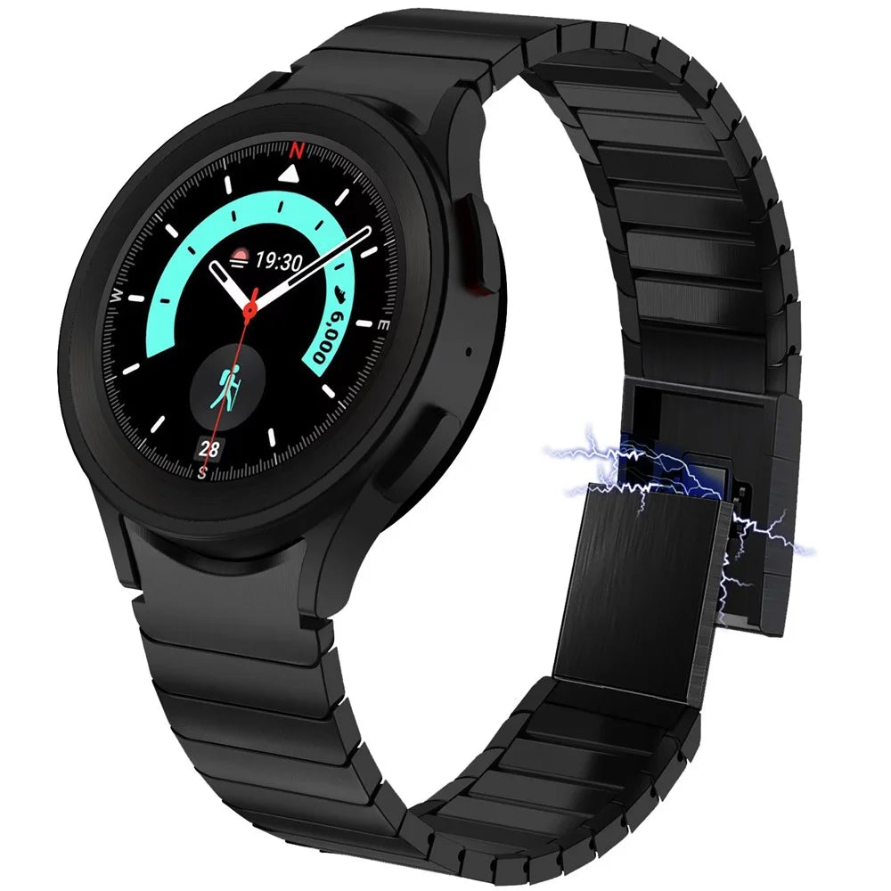Magnetic Buckle Watch Strap for Samsung Galaxy Watch7 44mm / 40mm / Watch6 44mm / 40mm Stainless Steel Band - Black - 5