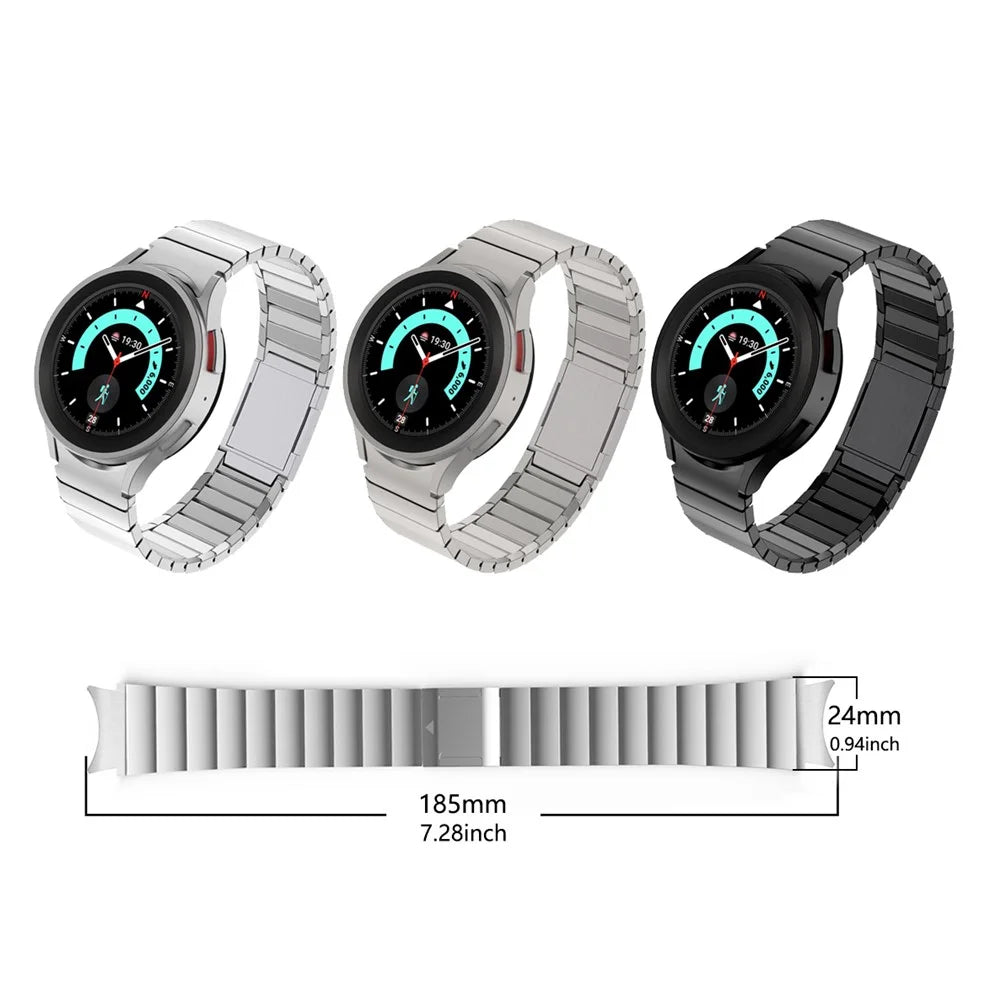 Magnetic Buckle Watch Strap for Samsung Galaxy Watch7 44mm / 40mm / Watch6 44mm / 40mm Stainless Steel Band - Black - 6