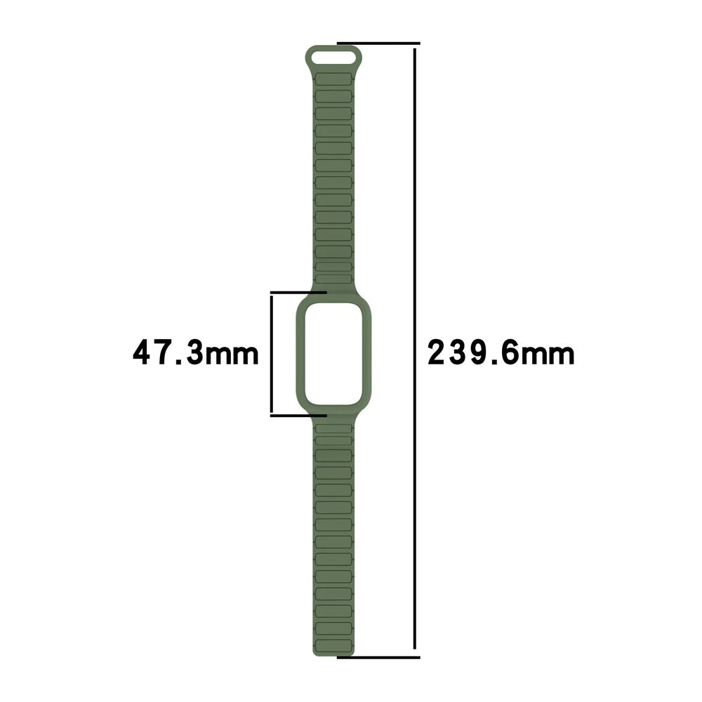 For Xiaomi Smart Band 9 Active / Redmi Band 3 Silicone Watch Band Magnetic Buckle Wrist Strap - Starlight+Orange - 6