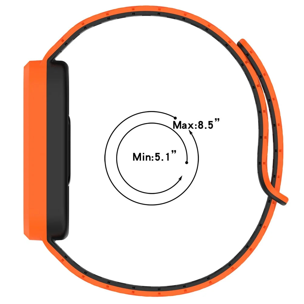 For Xiaomi Smart Band 9 Active / Redmi Band 3 Silicone Watch Band Magnetic Buckle Wrist Strap - Starlight+Orange - 7