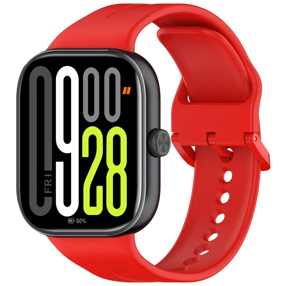 Silicone Strap for Xiaomi Smart Band 10 Pro / 9 Pro / 8 Pro / Redmi Watch 6 / 5 / 4 Adjustable Watch Band with Colored Buckle - Red - 4